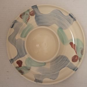 Beautiful Hand Made Artist Signed Chip and Dip Art Pottery Plate
